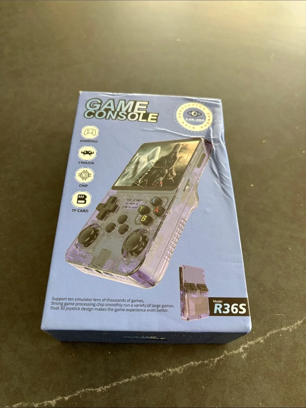 Portable Purple Retro Handheld Gaming Console with Dual Analog Sticks